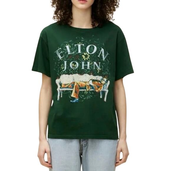 DAYDREAMER Elton John Floral Boyfriend Tee Shirt Size S or M New with Tag - Picture 3 of 12